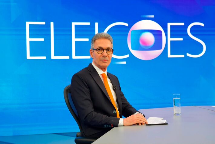O candidato Romeu Zema foi sabatinado nos estúdios da TV Globo. Foto: Manoella Mello/Globo