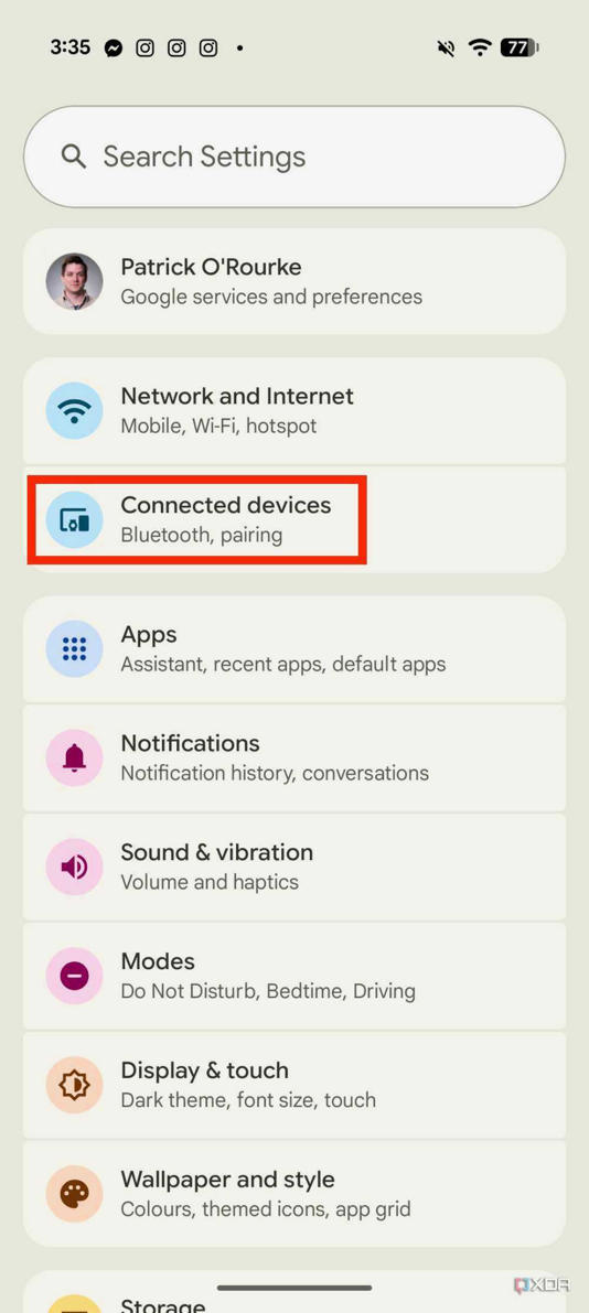 Android Auto Connected Devices screenshot