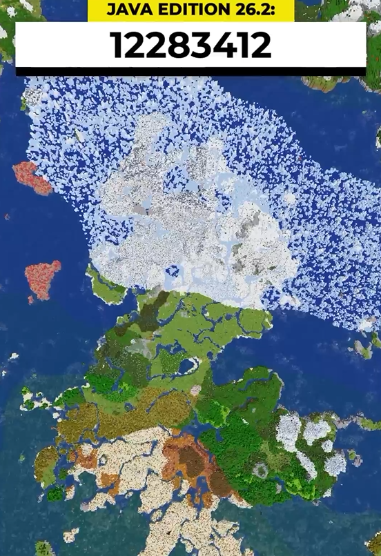 A Minecraft seed with a massive island continent