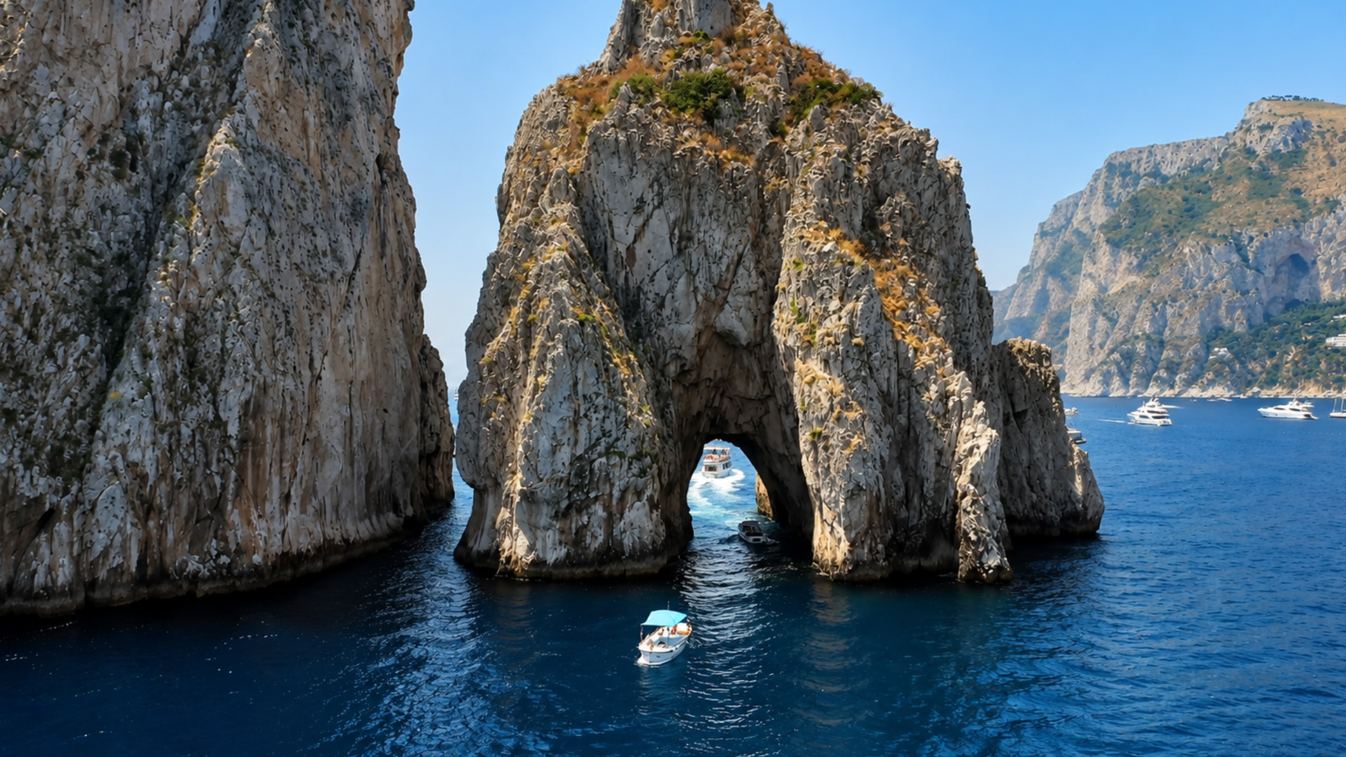 A natural tunnel formed inside the coastal rock