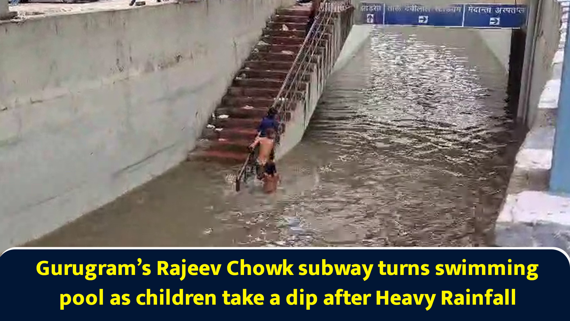 Gurugram’s Rajeev Chowk subway turns swimming pool as children take a ...