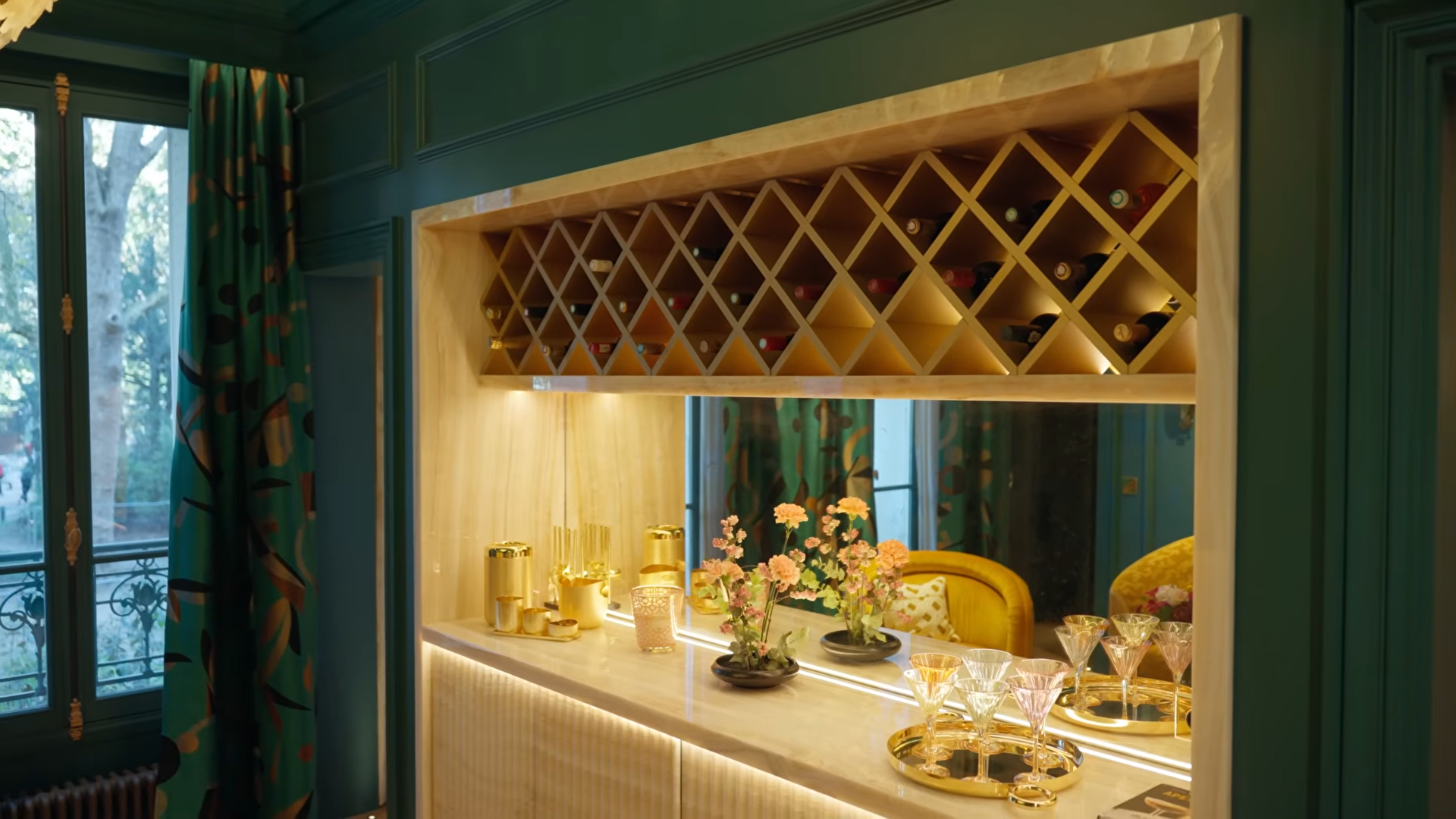 This Paris apartment has an Eiffel Tower view from its private wine room