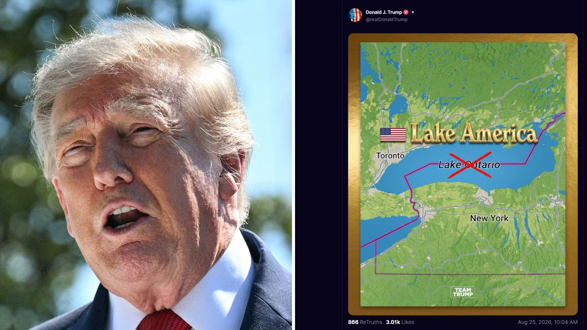 Trump threatens to rename Lake Ontario 'Lake America' as Canada trade war escalates