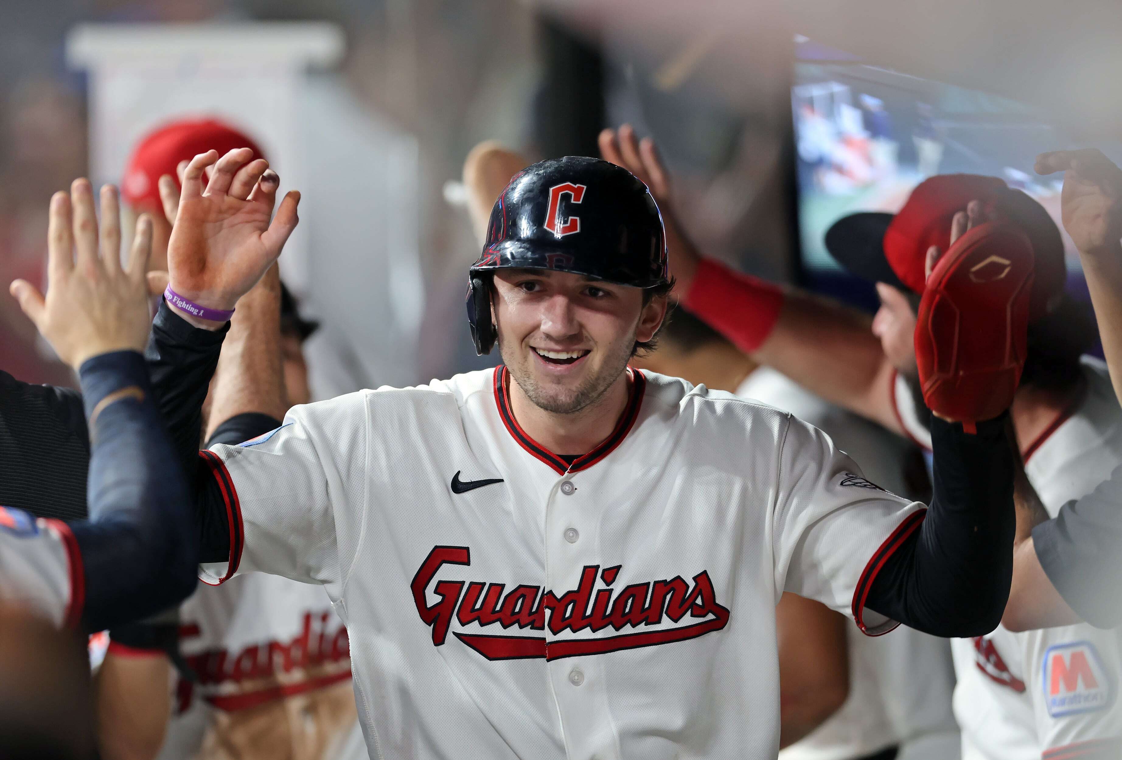 Chase DeLauter scratched from Guardians' lineup with hamstring tightness