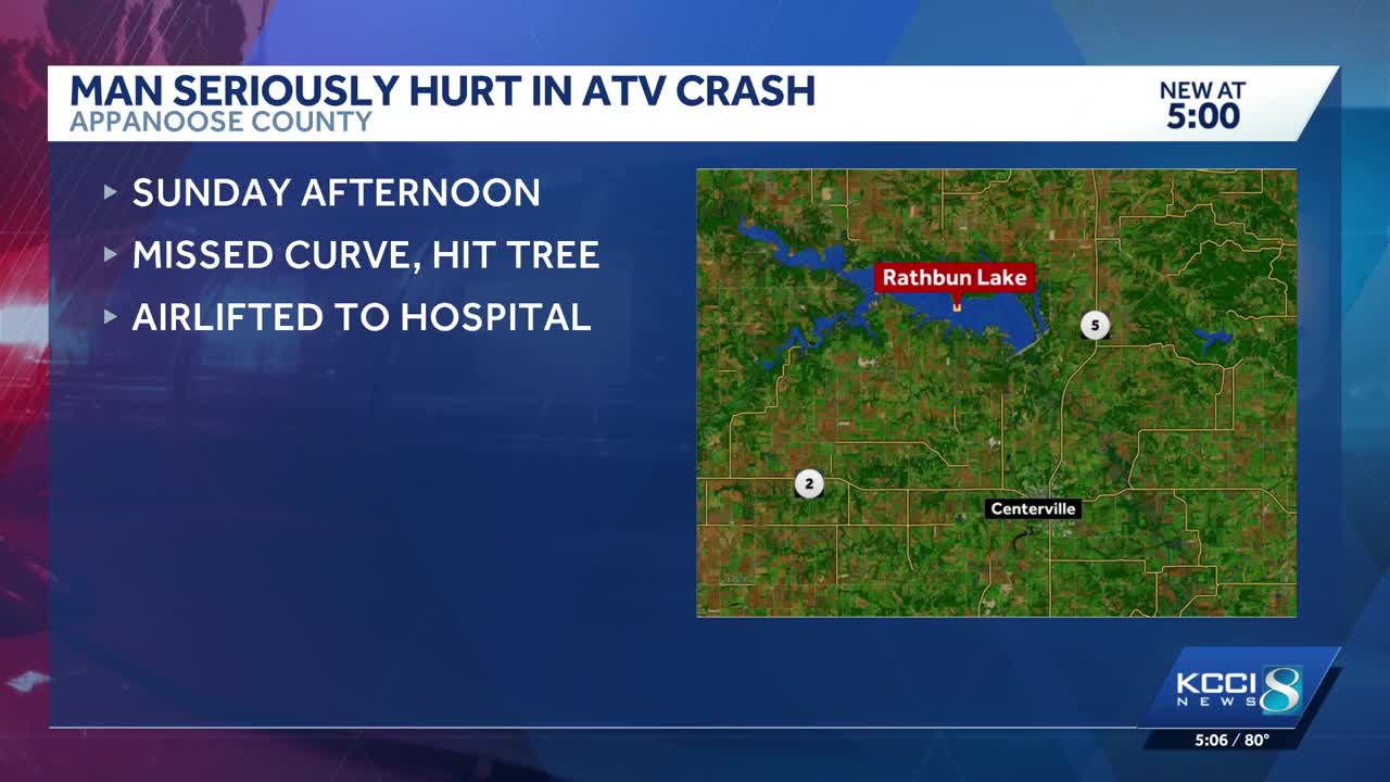 Moravia man injured in ATV crash near Lake Rathbun Sunday