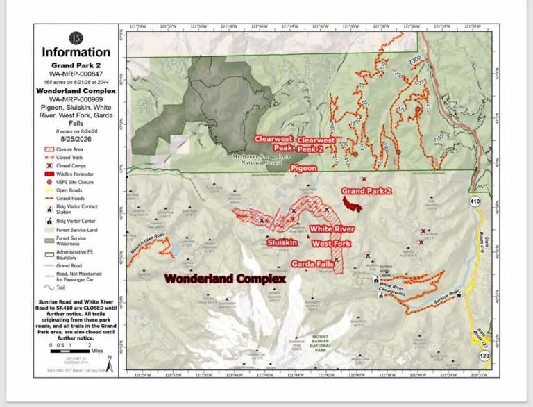 New fires close trails at Mount Rainier, Mount Baker-Snoqualmie ...