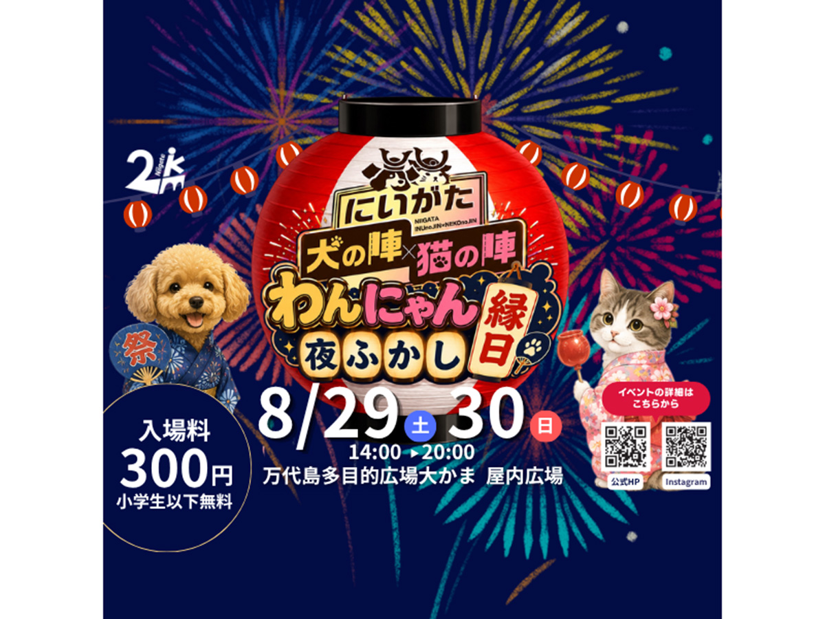 【新潟市中央区】ペットと一緒に楽しめるイベント「わんにゃん夜ふかし縁日～Presented by にいがた犬の陣×猫の陣～」が8月29日・30 ...