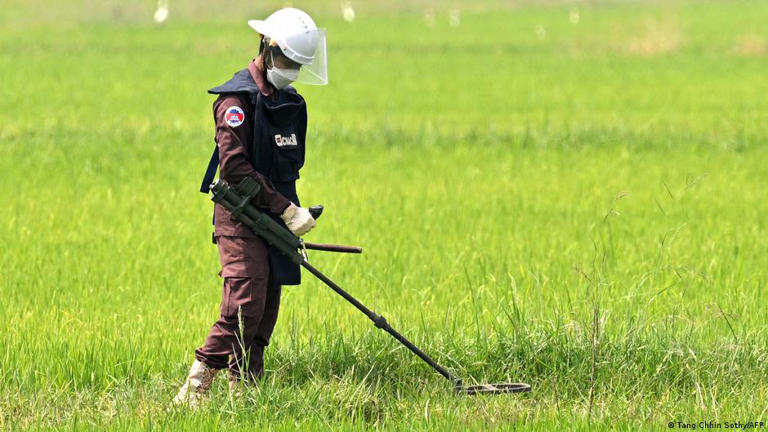 Decades after conflicts people continue to demine territories, such as here in Cambodia