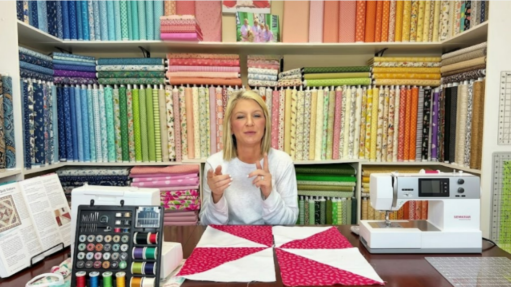 Easy pinwheel quilt tutorial using half square triangles