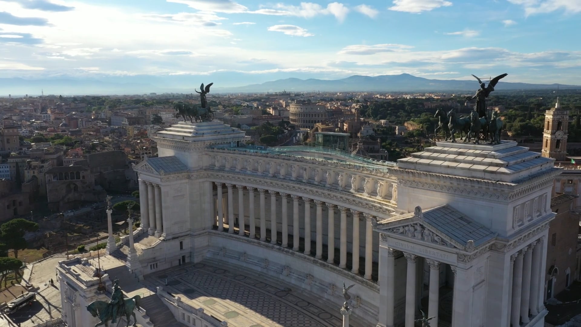 Drone view of Rome’s Vittoriano & Altare della Patria