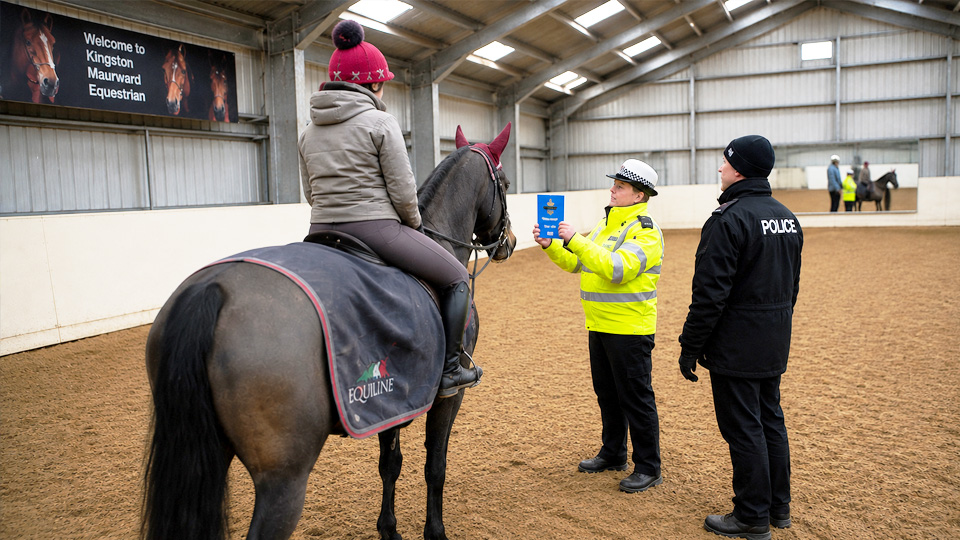 Police explain the safe way to pass horses