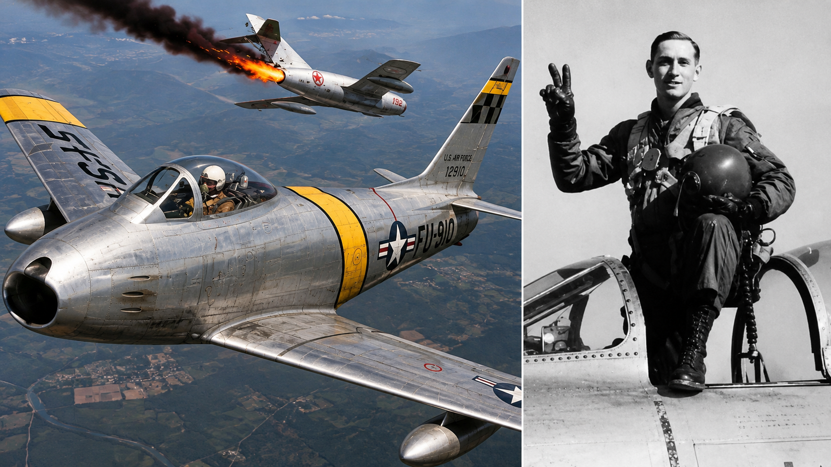 This WWII ace shot down 14 jets in Korea - then one MiG finally caught him