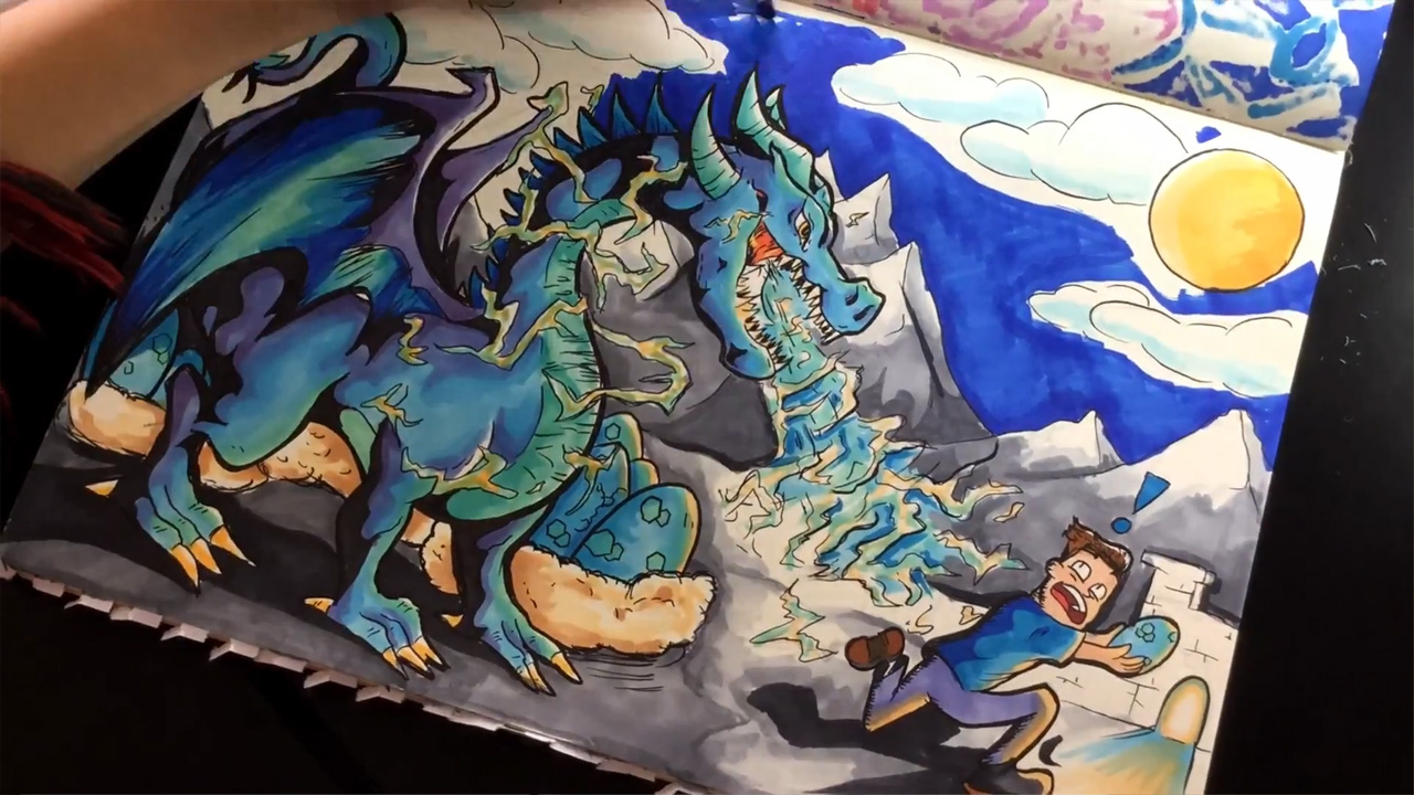 Recreating a dragon drawing from 5 years ago