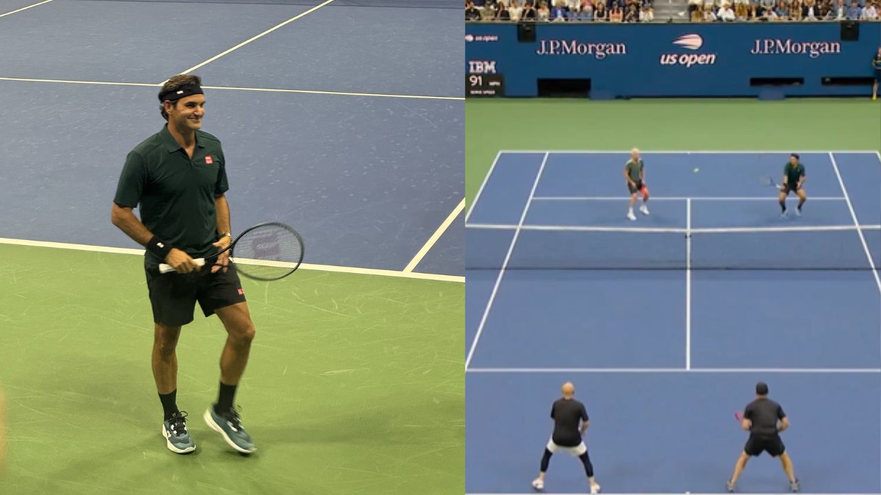 Roger Federer stages magnificent return to US Open along with legends ...
