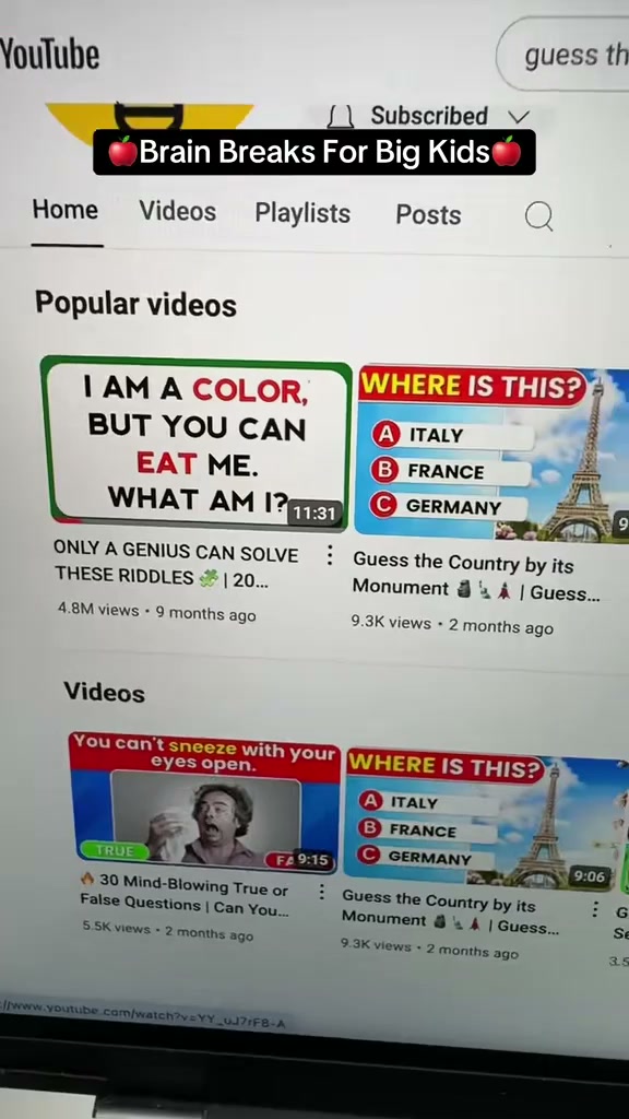 Free YouTube brain breaks big kids actually love
