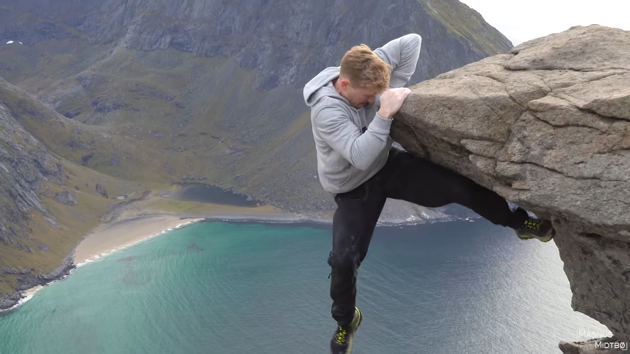 He was fooling around on a cliff - then realized he couldn't climb back up