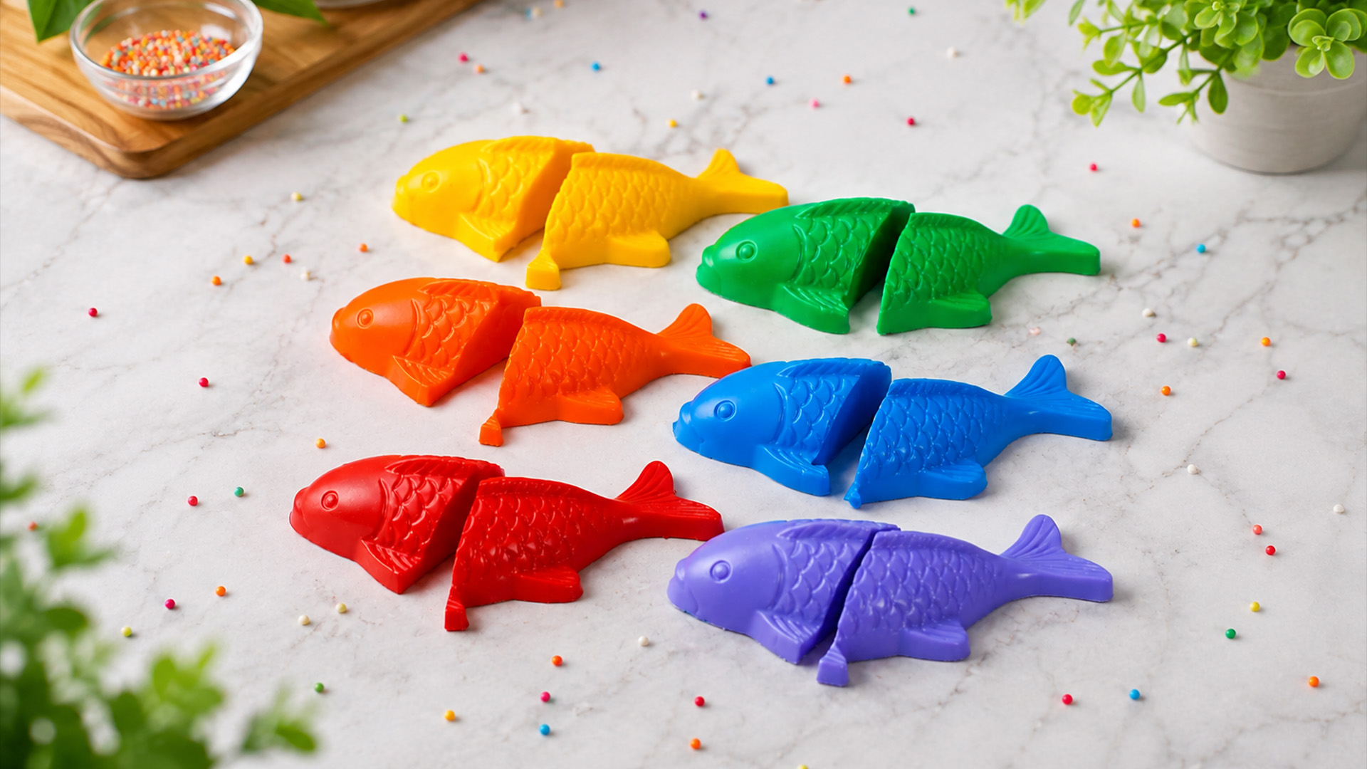 Sweet fish shapes in six different colors