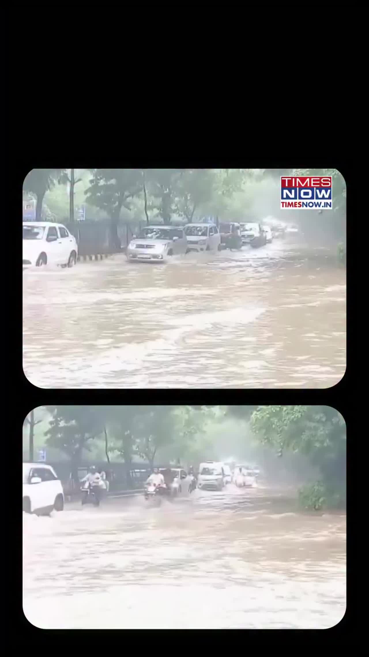 Rainfall in Delhi led to waterlogging on the Vasant Kunj to IGI Airport ...