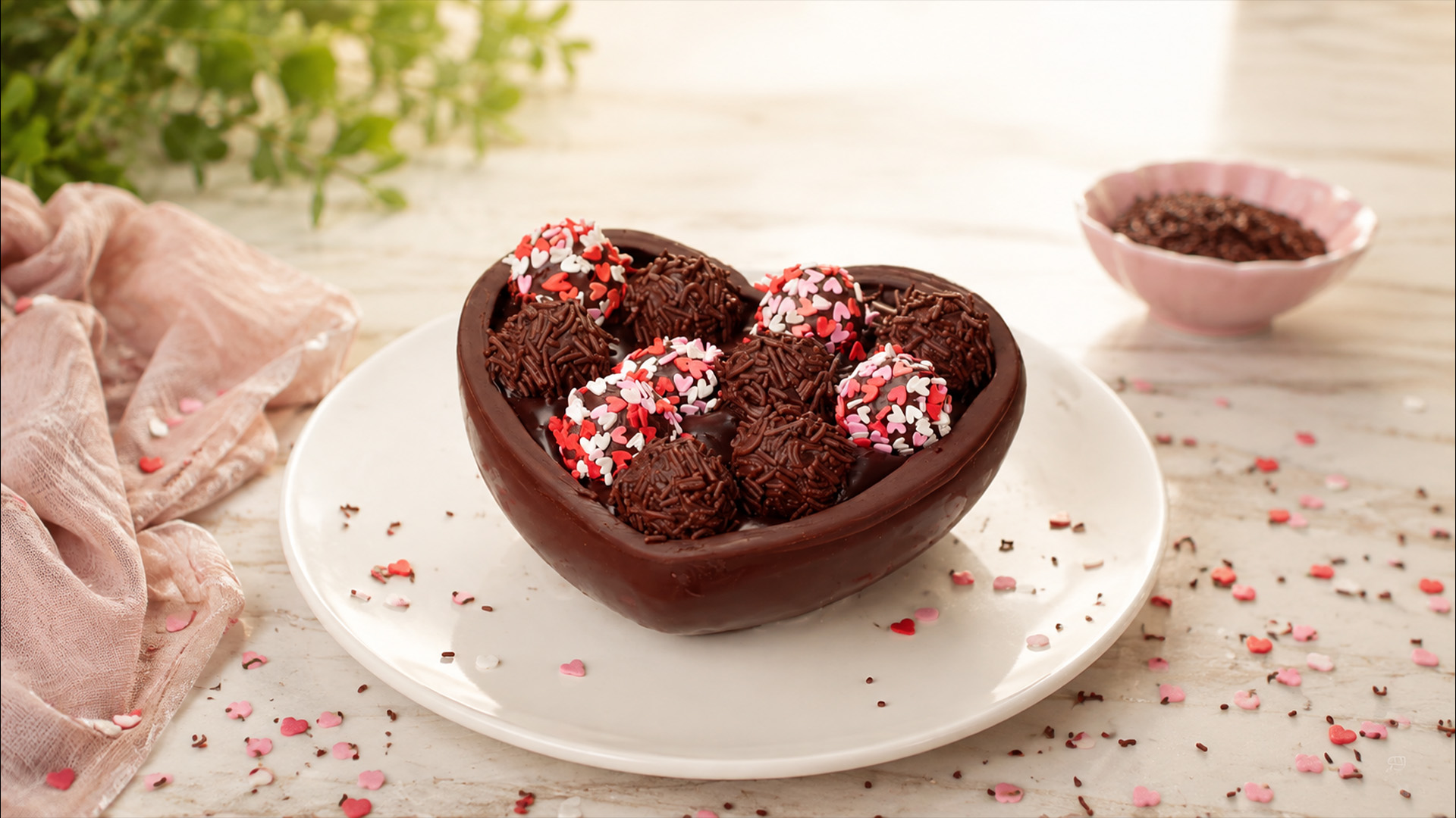 Chocolate truffles hidden inside a heart
