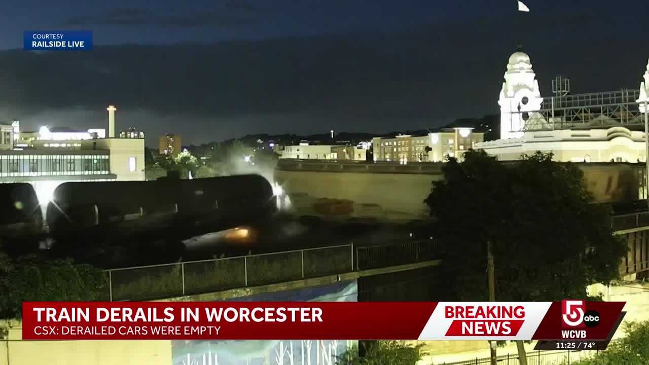 Freight train derails in Worcester
