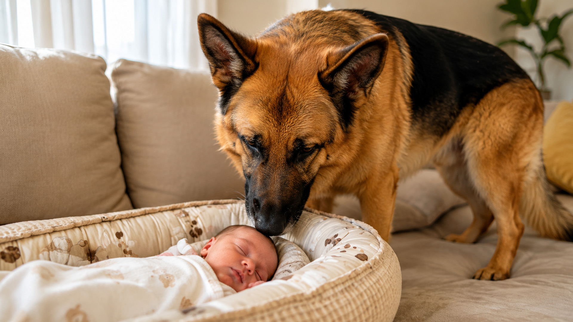 Can a German shepherd stay gentle near a newborn?