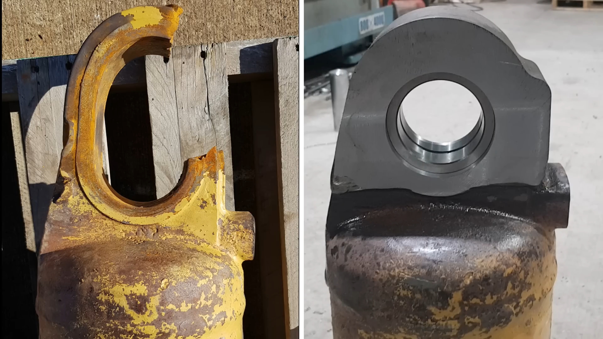 Fabricating a new hydraulic cylinder eye for a Caterpillar D9