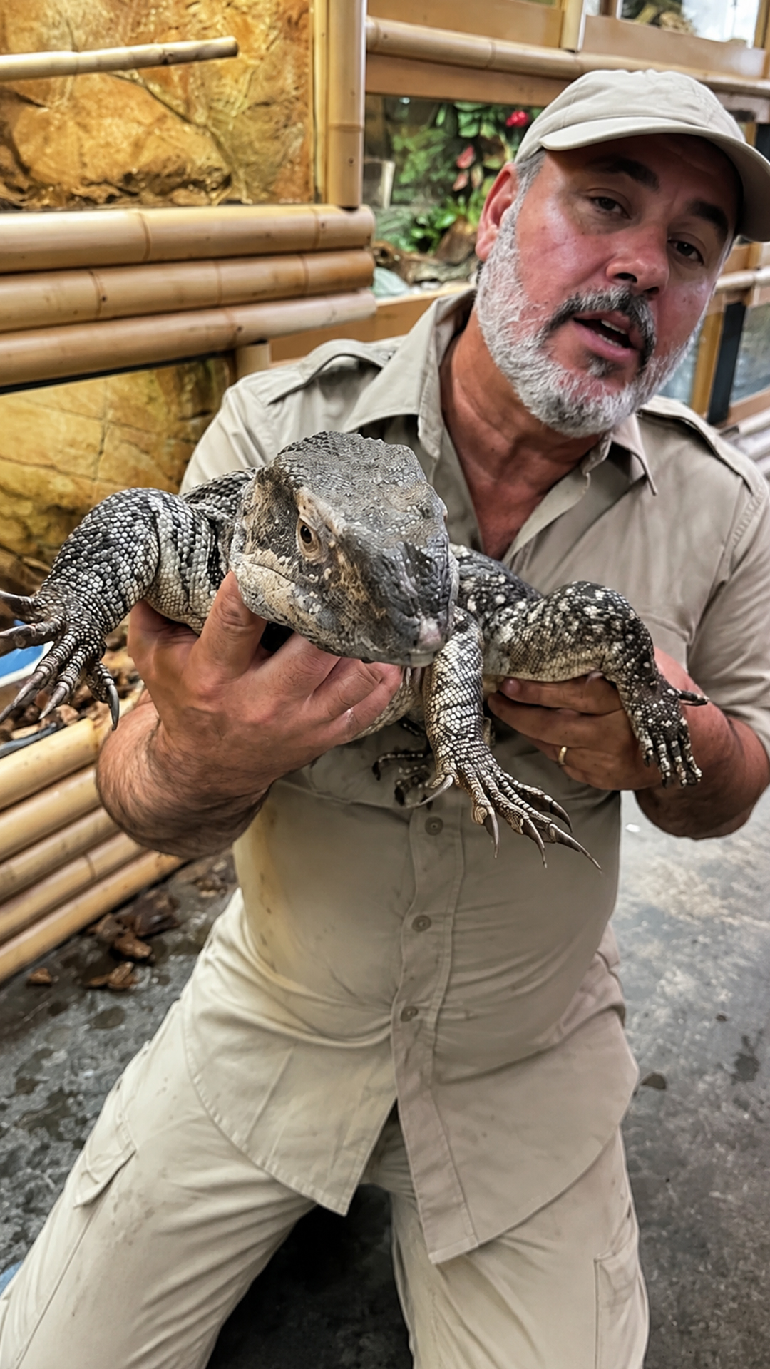 African black throat monitor starts small but grows into giant lizard