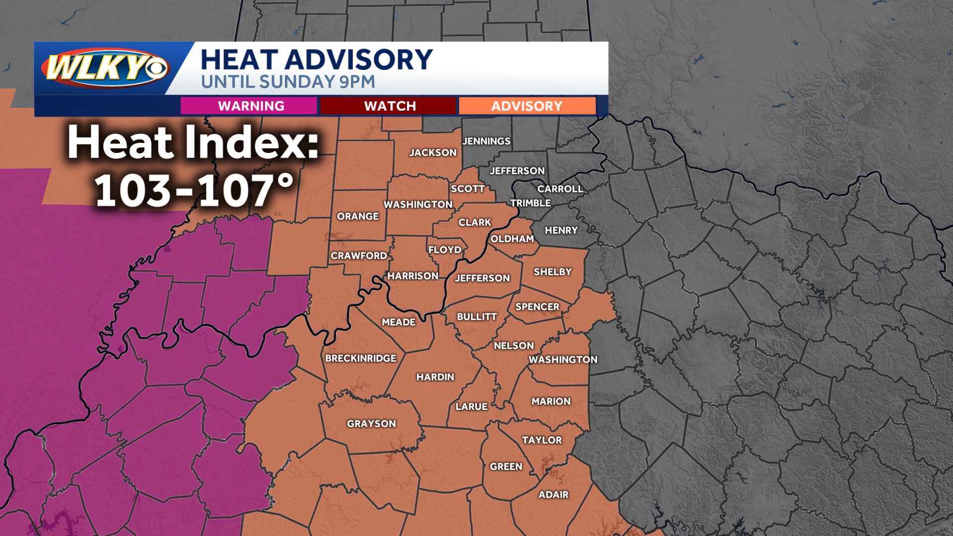 Dangerously hot and humid conditions continue into Sunday