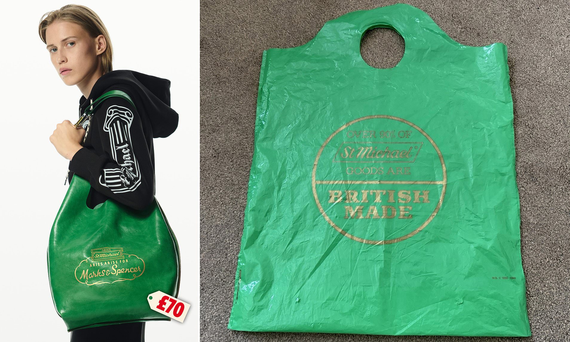 Are they taking the St Michael? Cult brand's £70 tote based on 1970s-style M&S carrier bag