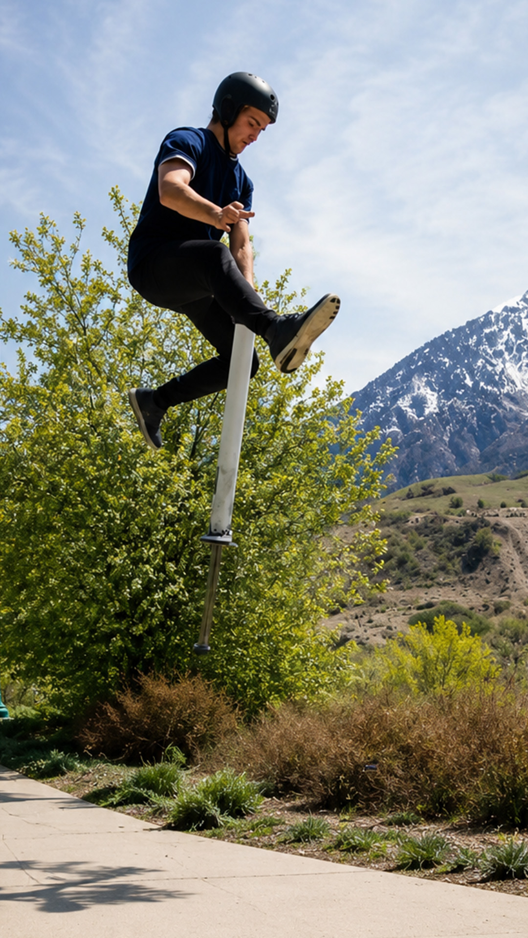 Big jumps and flips on professional pogo sticks