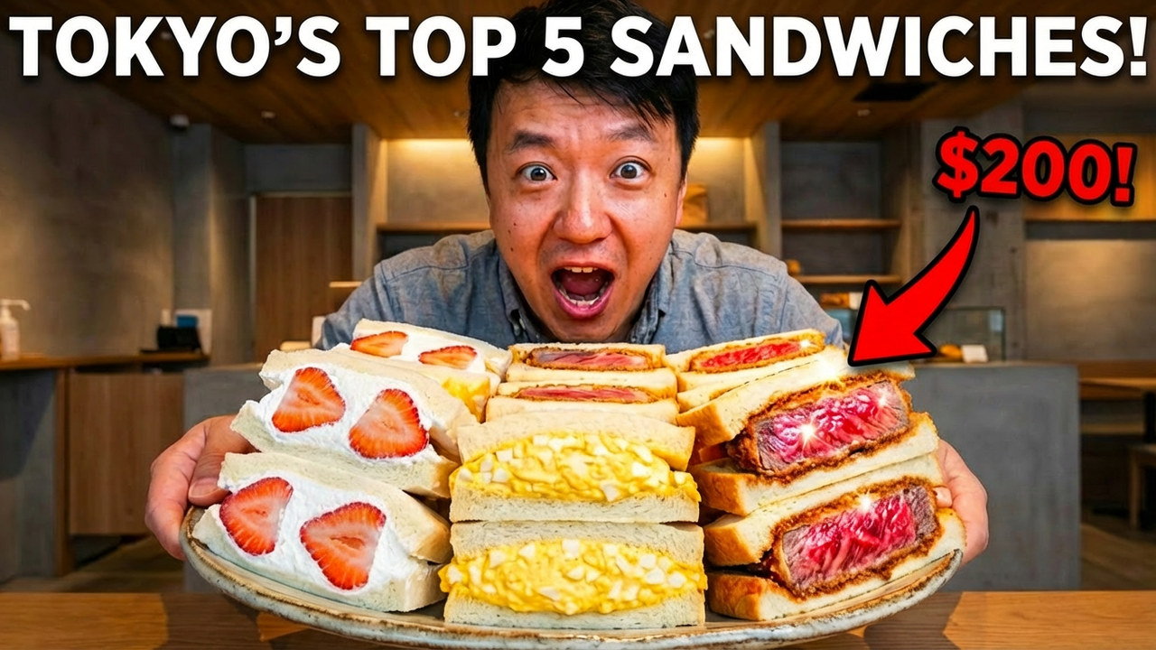 $3 vs. $200 sandwich in Tokyo Japan | 12 hours eating only sandwiches ...