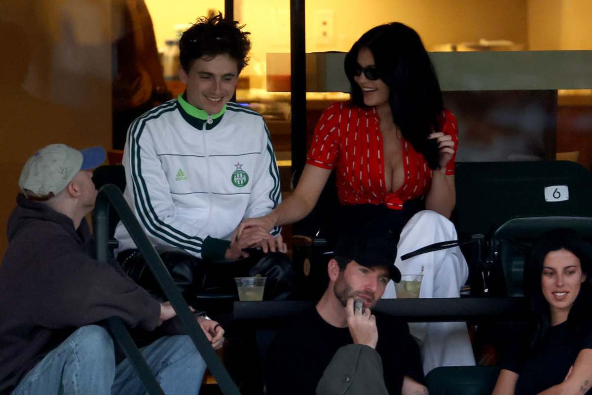 Timothee Chalamet and Kylie Jenner attended a match during the BNP Paribas Open at Indian Wells Tennis Garden on March 9, 2025, in Indian Wells, California (Matthew Stockman/Getty Images)