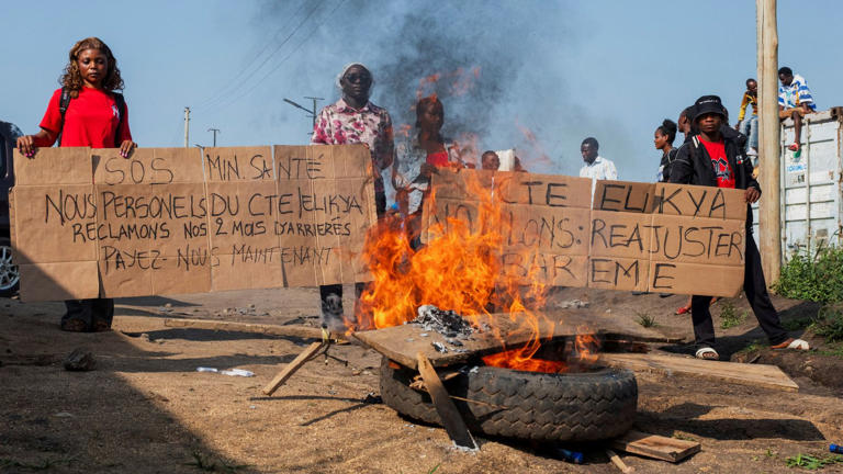 Health workers recently went on strike after going for more than two months without pay. Pic: Reuters