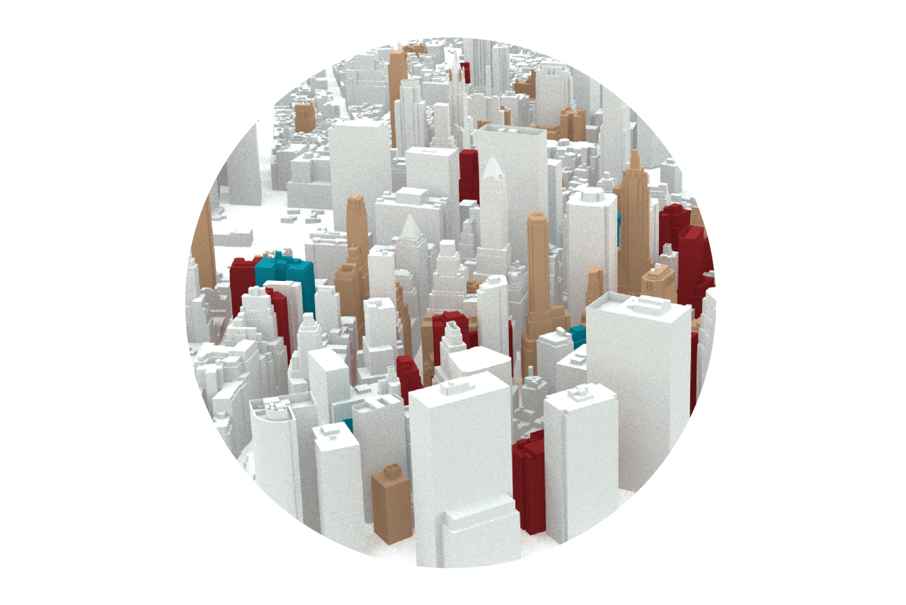 A flyover map of Manhattan's office-to-residential conversions