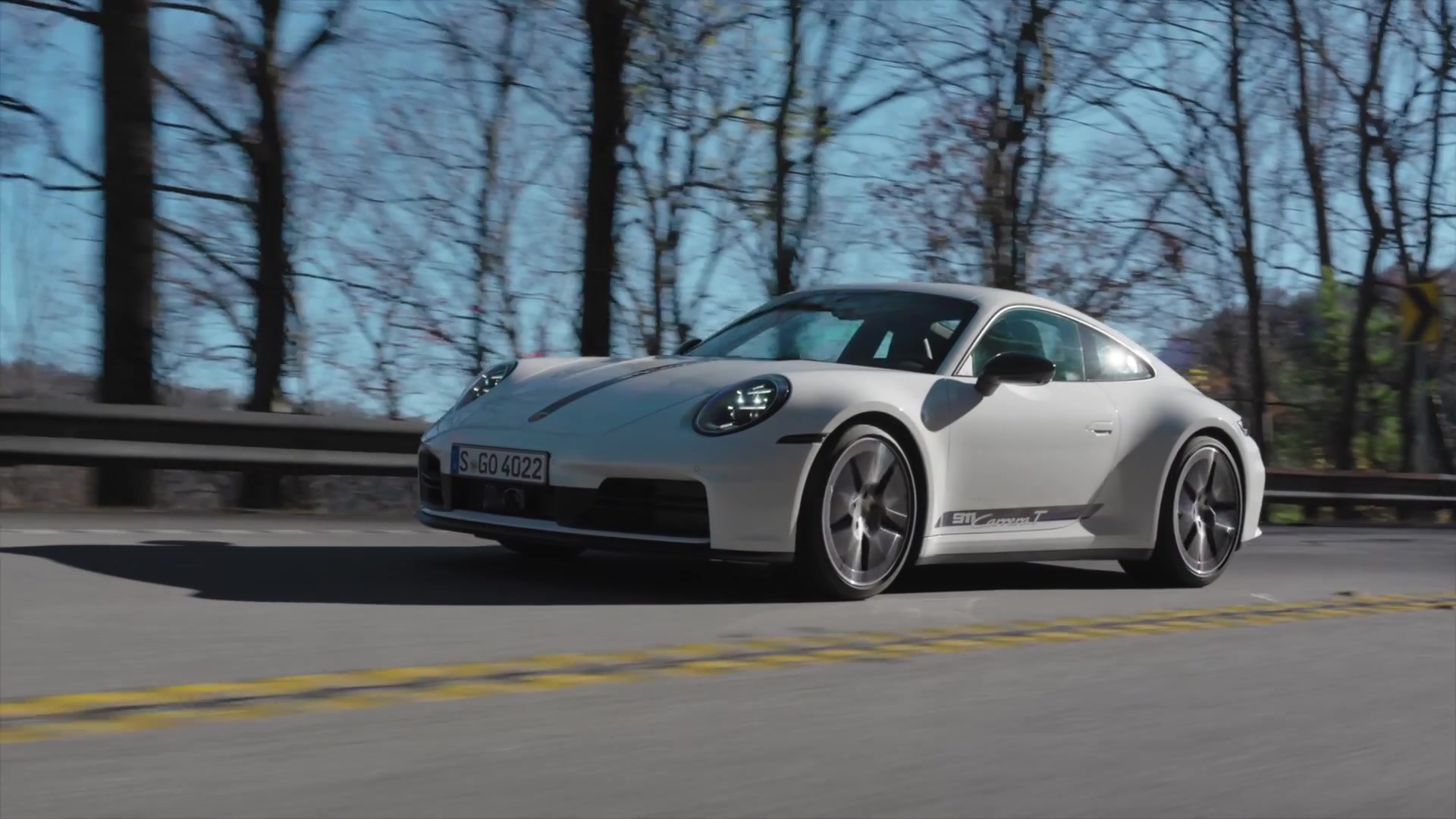 Porsche 911 Carrera T in white on the road