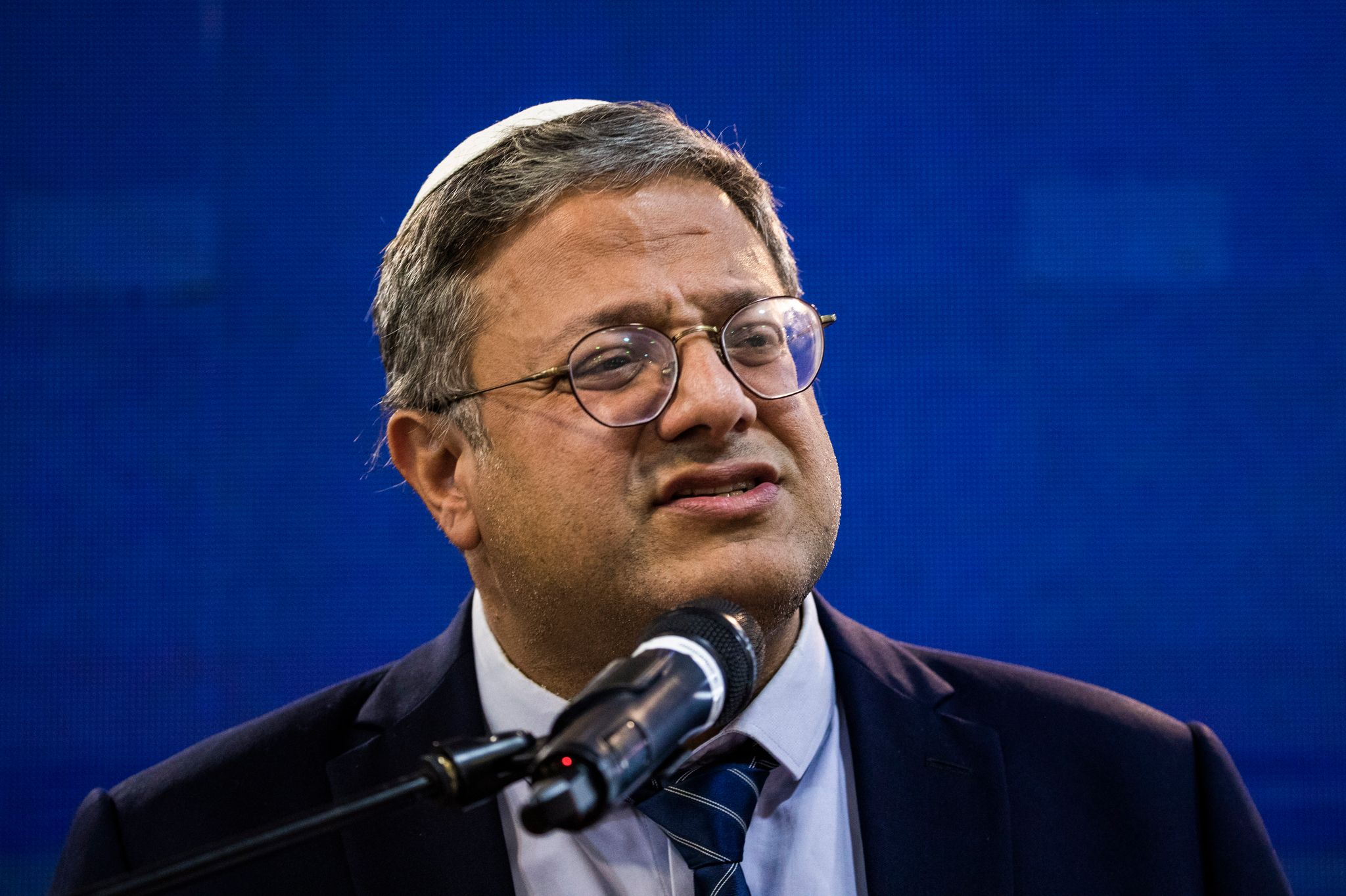 FILE PHOTO - Israeli Minister of National Security Itamar Ben-Gvir speaks during a memorial ceremony for late Rabbi Meir Kahane. (is associated with: «Hardline Israeli minister calls for more Palestinians killed in Gaza») Ilia Yefimovich/dpa
