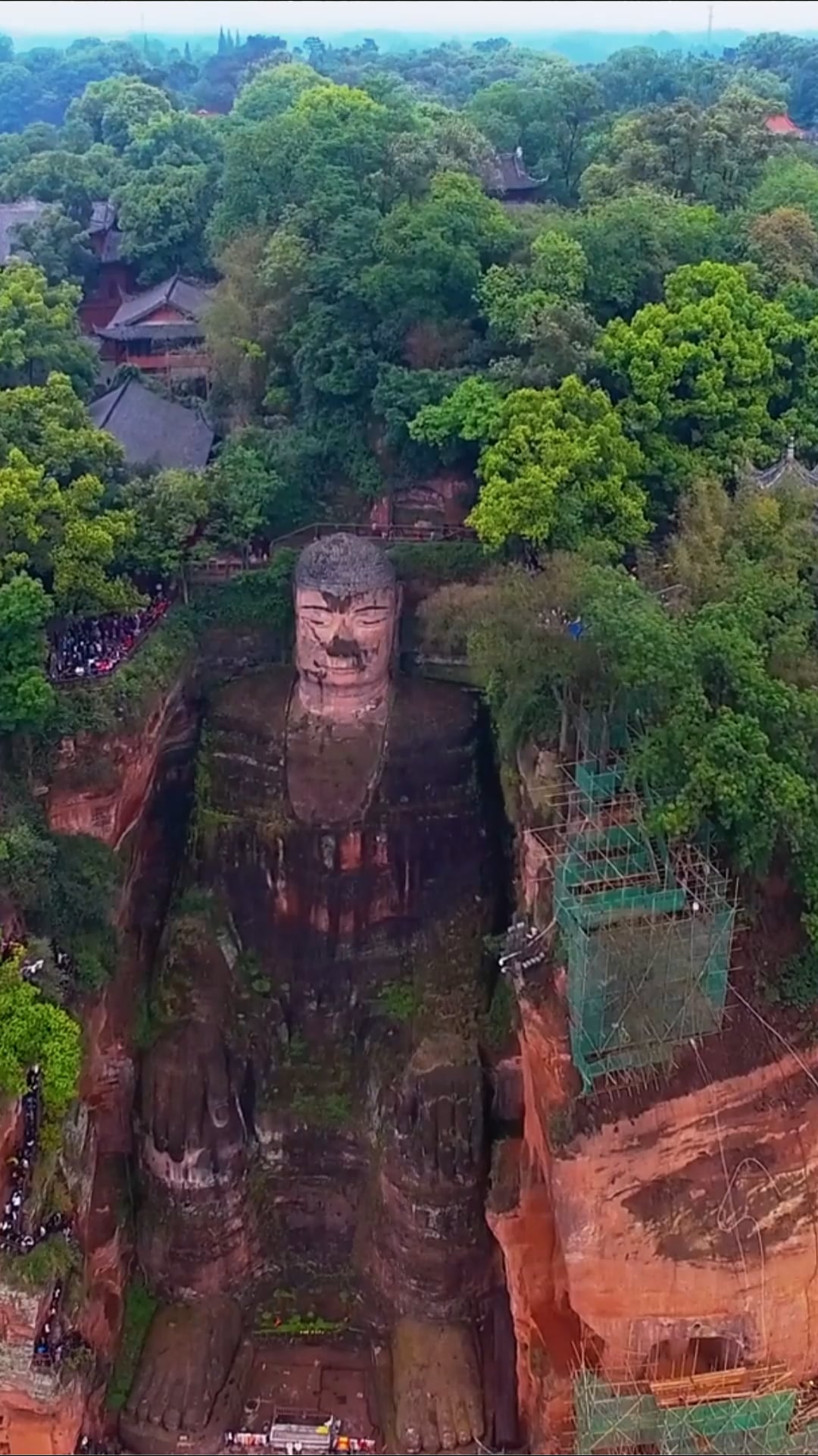 Leshan, China: Drone views of Giant Buddha