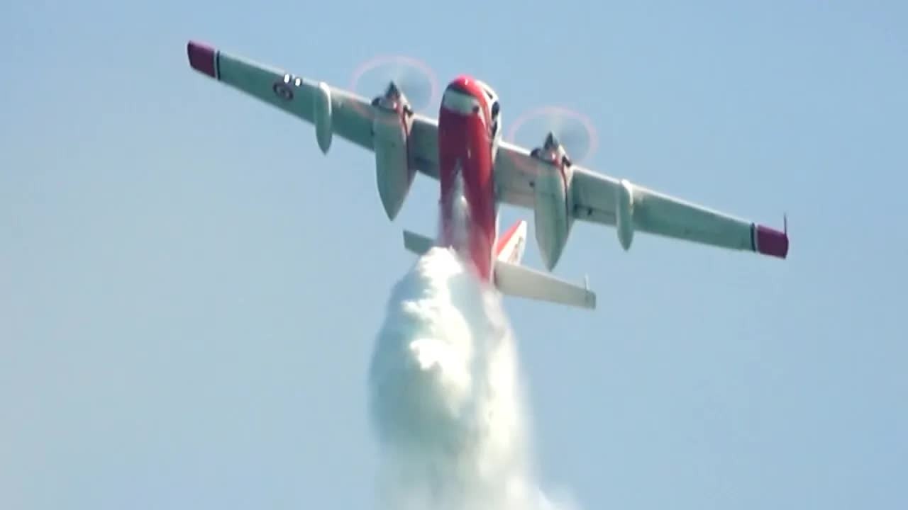 The turbo firecat lines up low - then the entire water load vanishes in ...