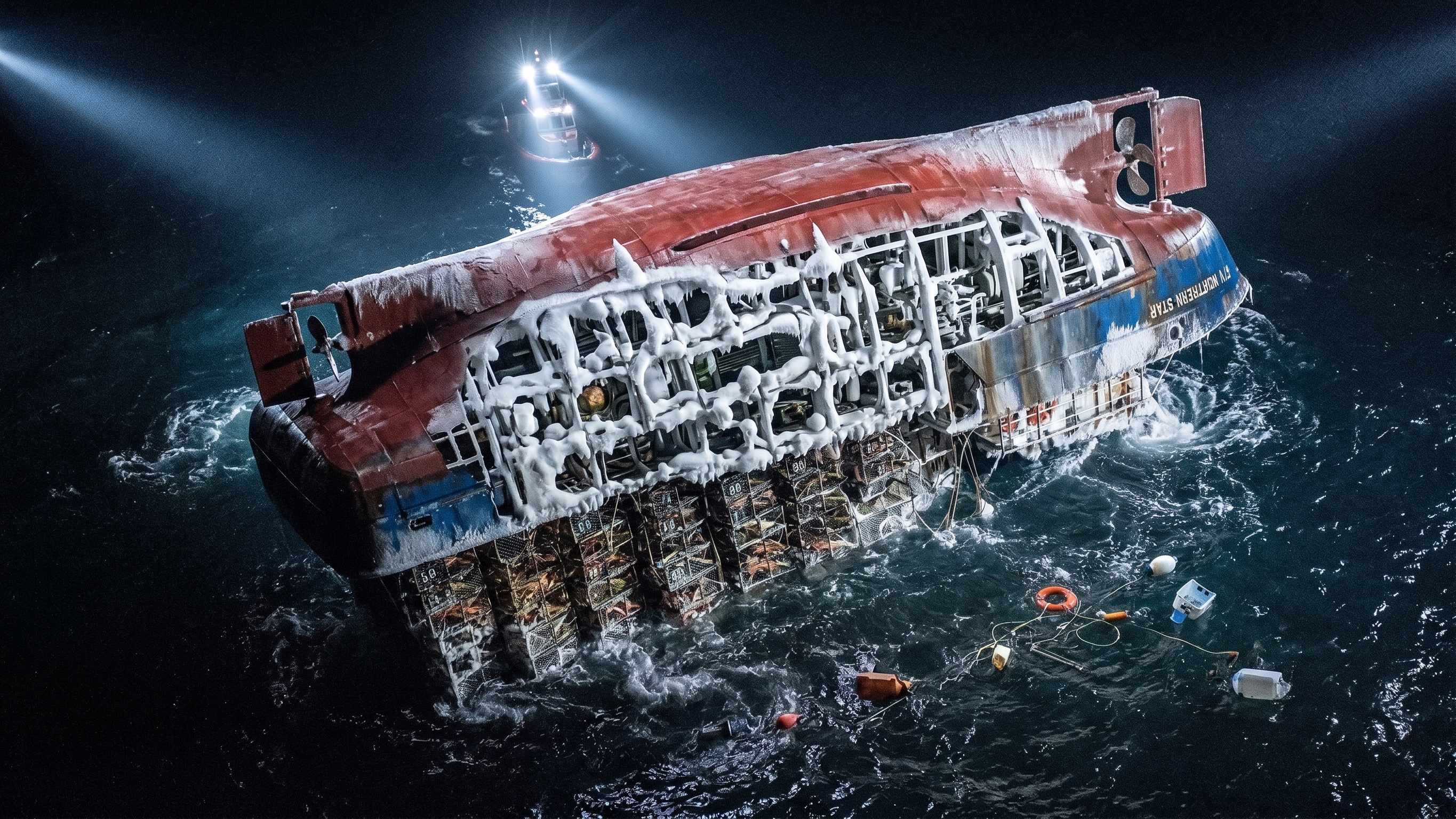 This crab boat became dangerously top-heavy... then it capsized within ...