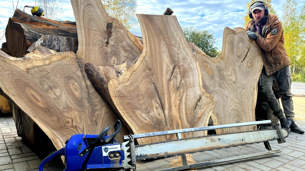 Unremarkable oak log reveals beautiful slabs hidden beneath the bark
