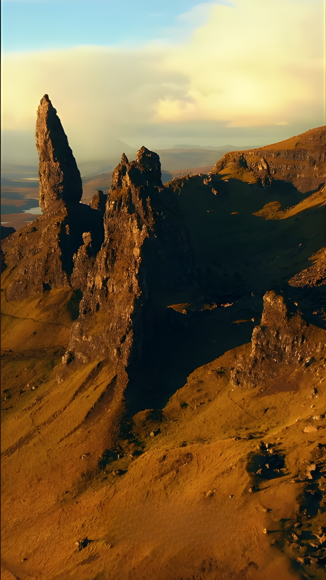 Unique rock formation beside a scenic castle