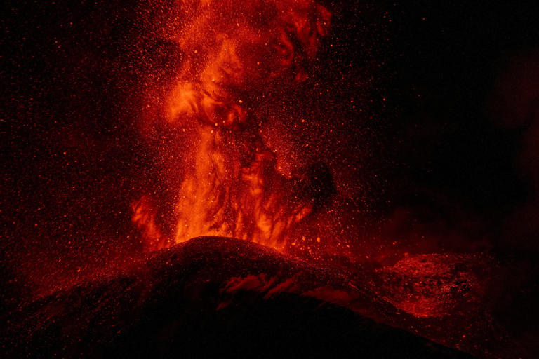 Lava is ejected from a crater during an eruption of Mount Etn (Reuters)