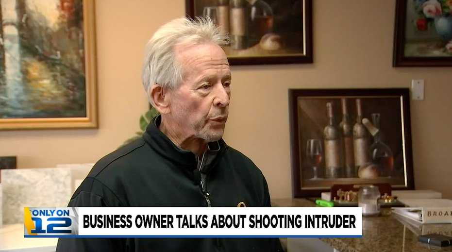 The two men have given sharply conflicting accounts of the confrontation inside the business (Picture: KPTV)