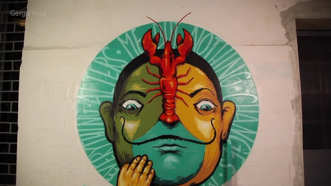 Cancer star sign crab spray paint mural