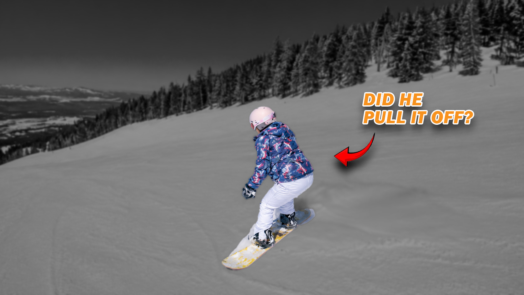 Snowboard rider shows skill on the slope