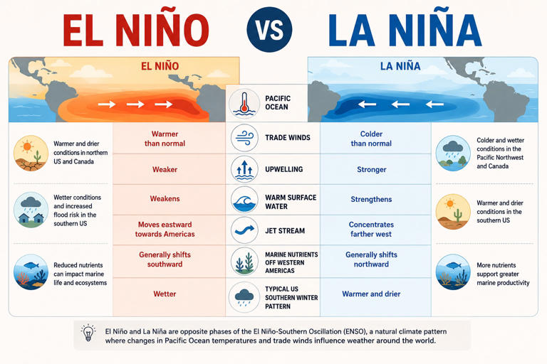 El Niño vs La Niña: How Pacific Ocean changes can reshape global weather