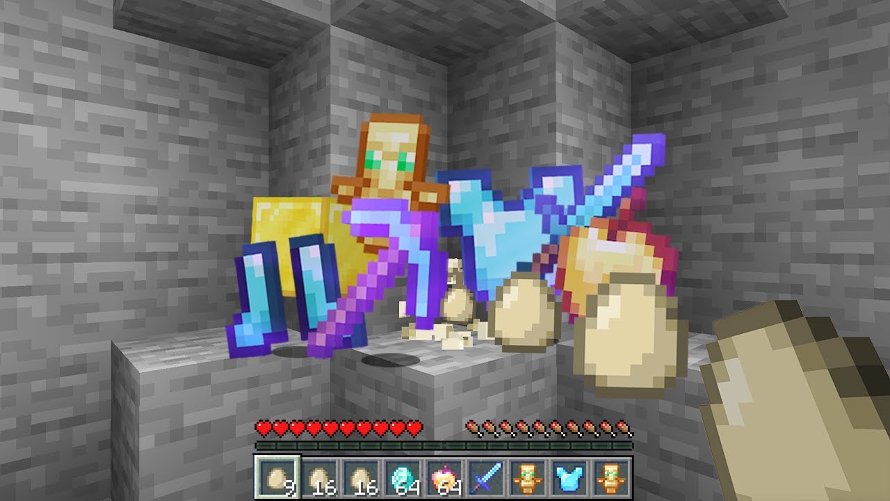 Minecraft but throwing eggs drops random loot
