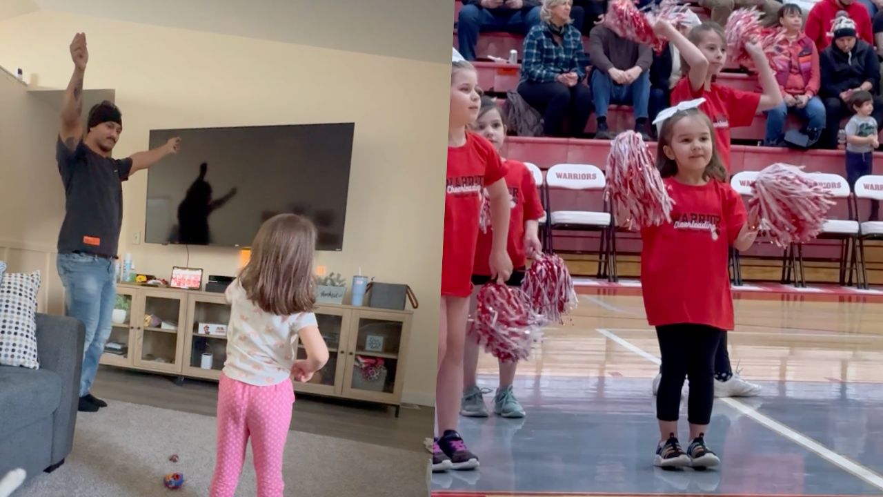 Sweet stepdad practices nervous stepdaughter's dance routine with her ...