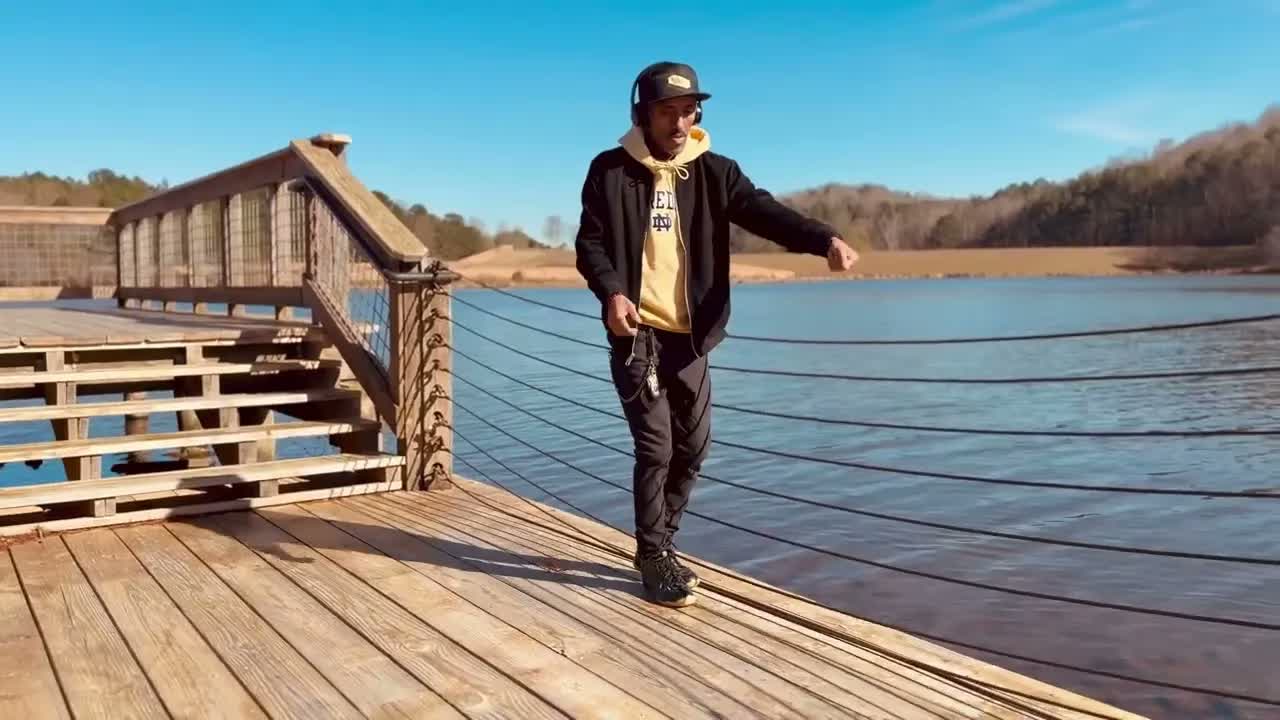 Dynamic dance moves by the lake