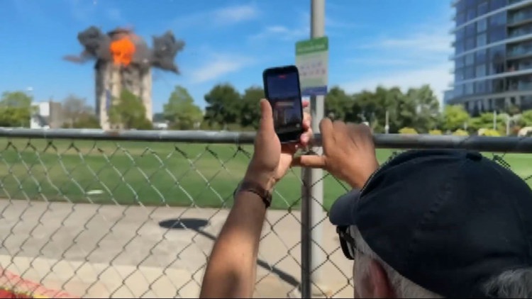 Crowds watch demolition of 116-year-old water tower in Portland's Pearl District